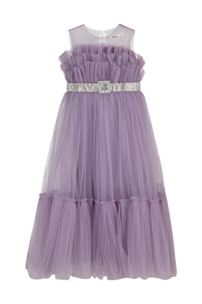 Civil Girls Silver Buckle Evening Dress for Ages 6-9 - Lilac 8-9 Years