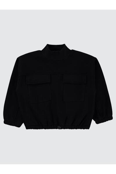 Civil Girls 10-13 Years Old Sweatshirt with Pockets - Black 13-14 Years Old