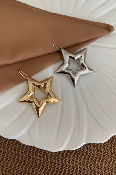 Leo'Stone Звезден дизайн метален пръстен с клипс Pinterest клипс за коса