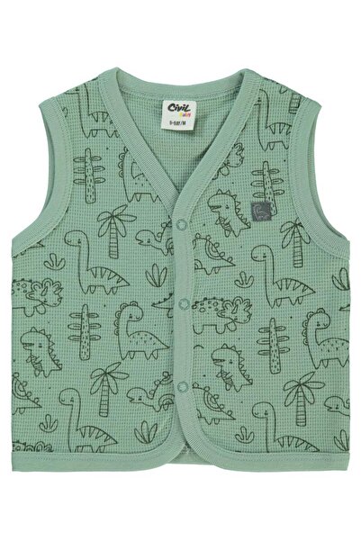 Civil Baby Dinosaur Print 6-18 Months Vest - Khaki 12-18 Months