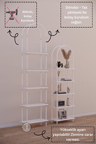 Phobia Bohem Çevir Kur Modüler 5 Raflı Çok Amaçlı Kitaplık Fonksiyonel , Kolay Kurulum Dekoratif Kitaplık