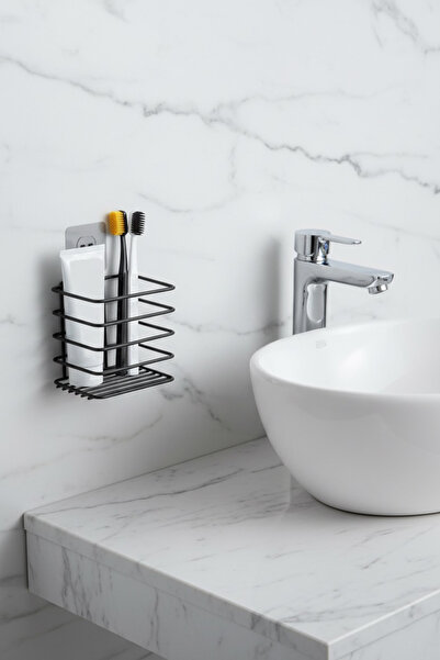 evina Yapışkanlı Dekoratif Diş Fırçası Tutacağı, Pratik Banyo Organizeri