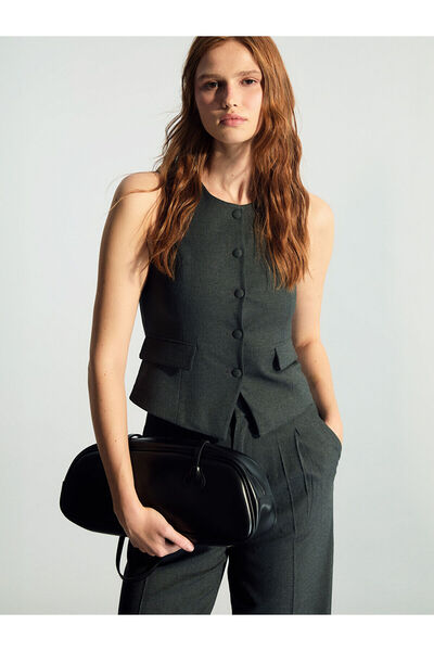 LC Waikiki Anthracite Crew Neck Women's Vest