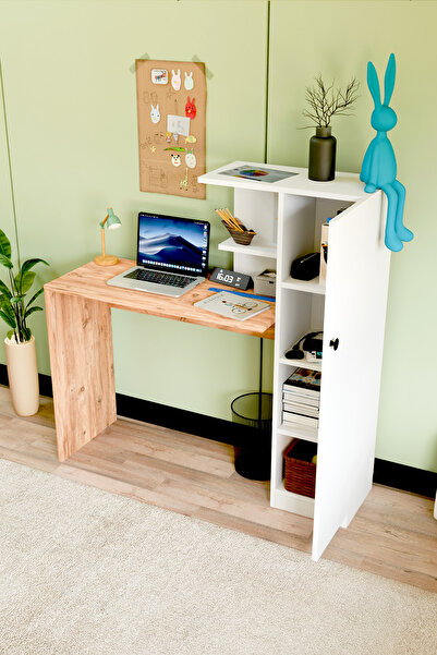interGO Melsa Çalışma Masası Dolaplı ve Kitaplıklı Bilgisayar Masası, Çocuk Çalışma Masası