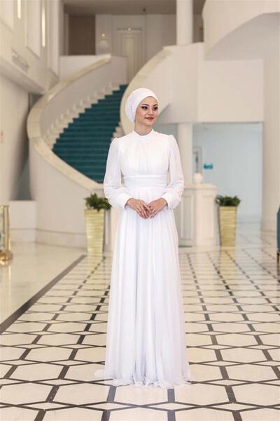 Modaviki Λευκό βραδινό φόρεμα Kübra - SN76