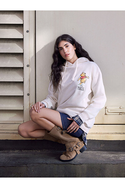 LC Waikiki Winnie the Pooh Baskılı Oversize Kadın Hoodie