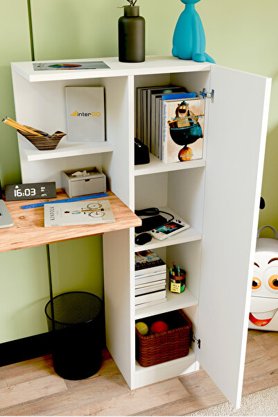 interGO Melsa Çalışma Masası Dolaplı ve Kitaplıklı Bilgisayar Masası, Çocuk Çalışma Masası