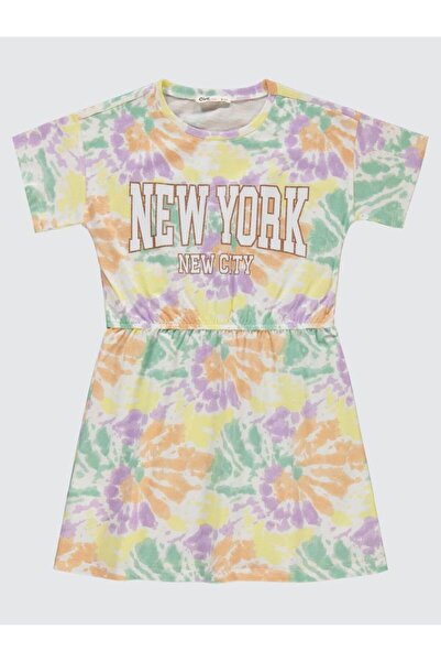 Civil Girls Civil Grils New York Baskılı 6-9 Yaş Elbise - Lila 8-9 Yaş