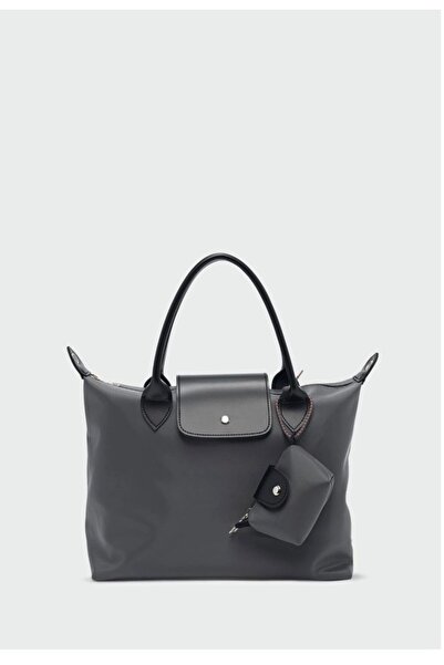 SHINELUC Women's Foldable Waterproof Gray Bag – Model with Mini Wallet