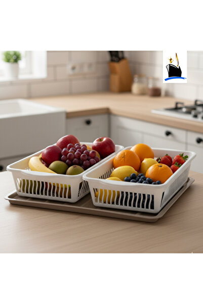 mm Tray with two baskets of dried fruit