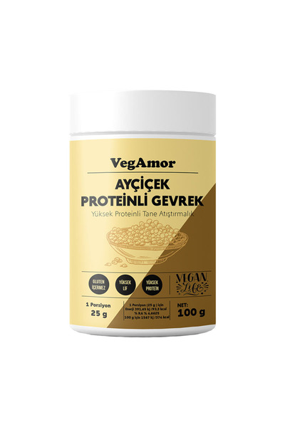 VegAmor Ayçiçek Proteinli Gevrek – Yüksek Proteinli Vegan Tane Atıştırmalık –...