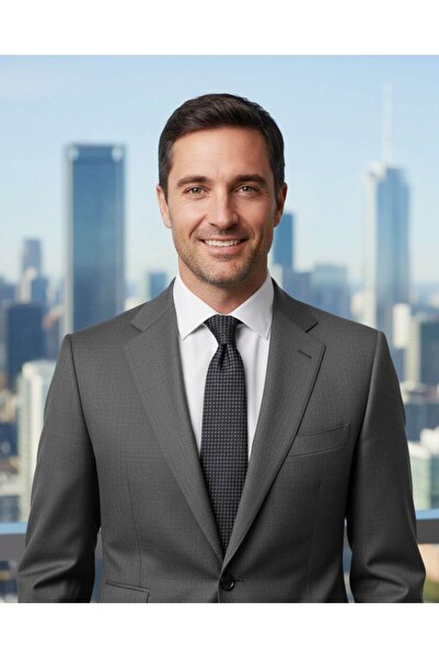 1001 Kravat Gray Square Patterned 8 cm Wide Black Tie