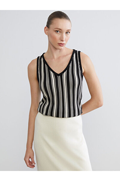 LC Waikiki V-Neck Striped Women's Knitwear Tank Top