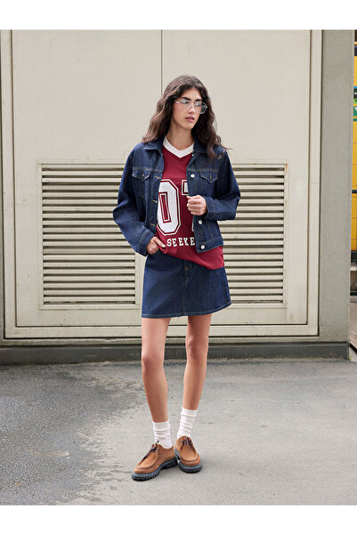 LC Waikiki XSIDE Bordo V Yaka Harry Potter Baskılı Oversize Kadın Tişört