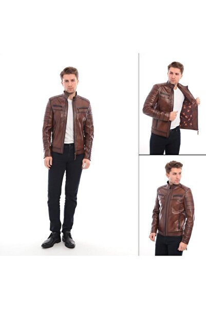 MALVİNEYU İtalyan stil %100 orijinal kuzu derisi erkek mont