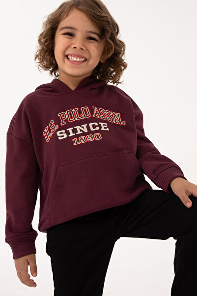 U.S. Polo Assn. Boy's Burgundy Hooded Sweatshirt 50313842-Vr177