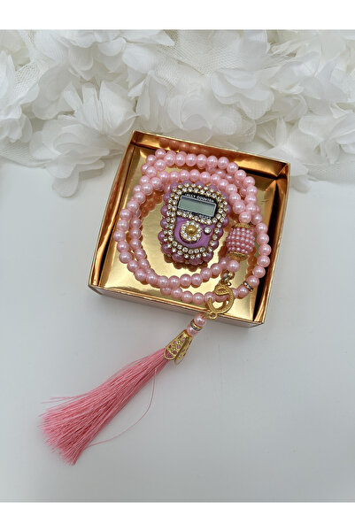 lenagiftworkshop 1 قطعة هدية وردية مربعة مسبحة صلاة ومجموعة زيكيرماتيك بالحجا...