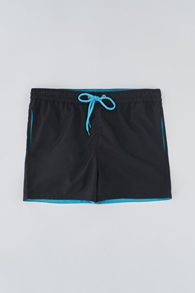 Dagi Black - Turquoise Micro Short Straight Swim Shorts