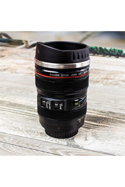 Kalemedair Objektif Görünümlü Caniam Paslanmaz Çelik Termos Bardak - Siyah M1