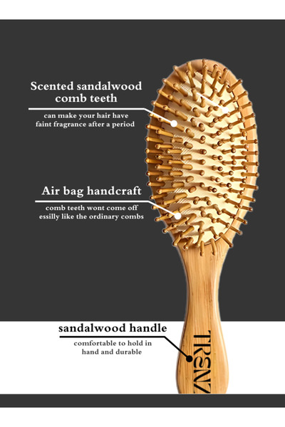 TRENZ Natural bamboo wooden hairbrush for detangling and scalp massage - R50