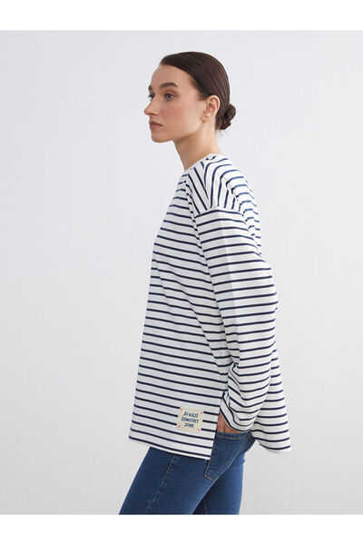 LC Waikiki طاقم الرقبة مخطط البلوز المرأة