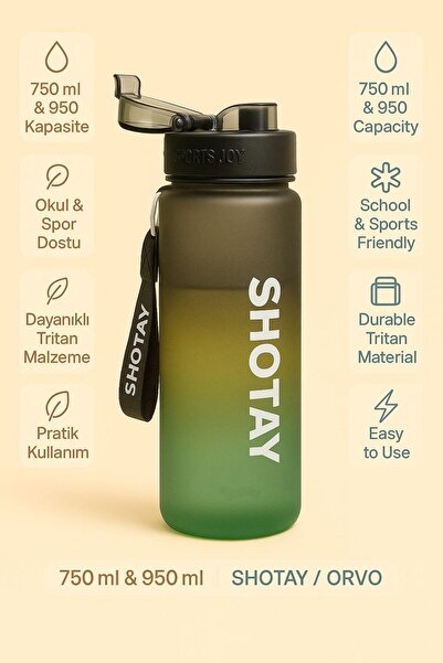 ORVO Renk Geçişli Spor & Okul Matara 950 ml ST-7217