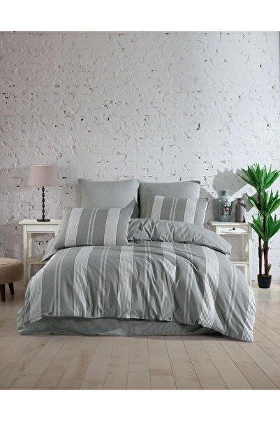 ALYAMIZ Сірий двоспальний простирадло з гумкою Комплект постільної білизни