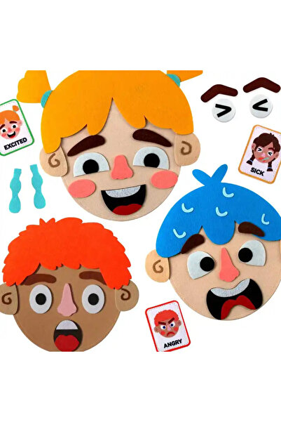 robokids Duygular Öğreten Yüz Değiştiren Keçe Oyuncak | Çift Yüzlü Montessori...