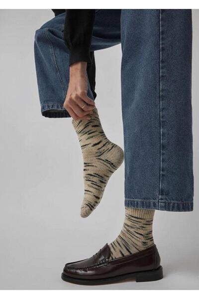 FENRA STUDIO KIŞLIK TERMAL KEÇİ YÜNLÜ SICAK TUTAN DOĞAL RENKLİ KALIN ÖRGÜ ÇORAP