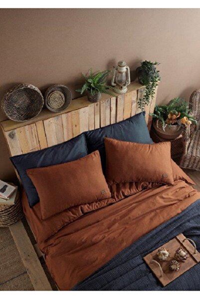 SİHİRLİ AYAKLAR Double Duvet Cover Set with Cotton Fitted Sheet - Brown