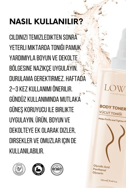 Kozmetik Lowes Body Toner 250 ml – Skin Renewing, Purifying and Firming Body Toner