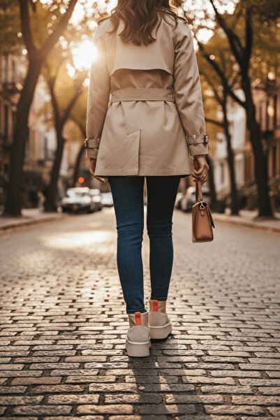 DİVOLYA Slavia Beige (4,5 εκ.) Stretch μπότες καθημερινής χρήσης με επένδυση από γούνα