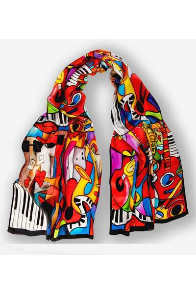 Galiga Cubic Jazz %100 Ipek Fular 45*165 cm Art On Silk