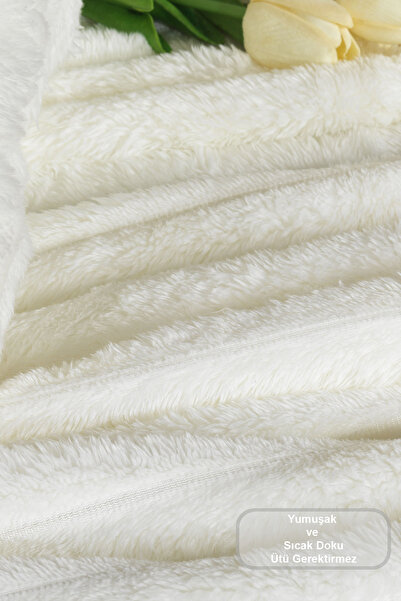 Elart Mateo Battaniye Seti Çift Kişilik Wellsoft 3 Parça (230x250 cm) Ekru
