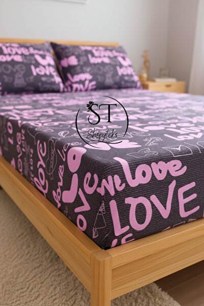 Shopyteks طقم ملاءة سرير مطاطية قطنية مقاس كبير من لوف – 180x200 سم |   مضاد للبكتيريا ومريح