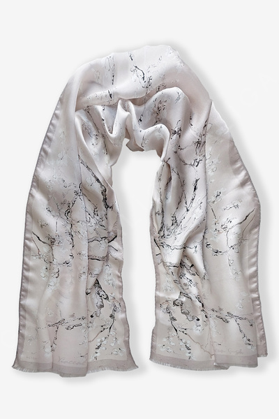 Galiga Van Gogh - Badem Ağacı Krem %100 Ipek Fular 45*165cm 'art On Silk'