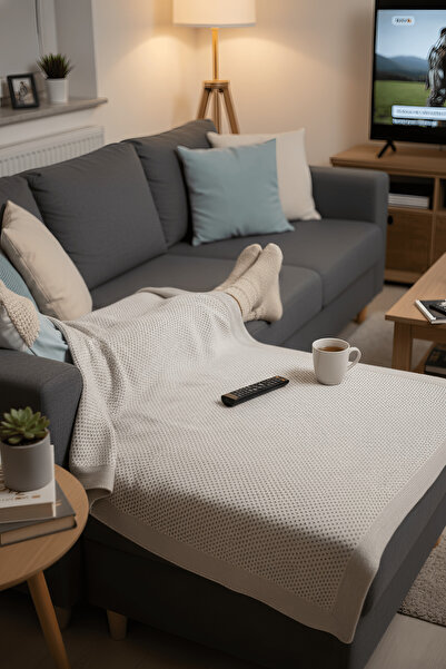 NEŞELİ HOME Soft Knitted Blanket Plain 130X170 cm Mink |   Single Person Tv B...