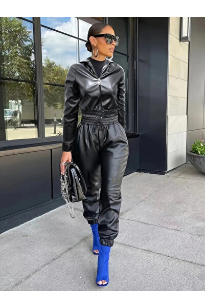 ETİLER COLLECTION Women's Long Sleeve Hooded Jacket Waist and Elastic Leg Tro...