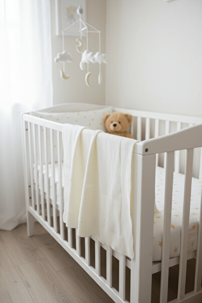 NEŞELİ HOME بطانية أطفال ناعمة من ليفا مقاس 80×100 سم، بطانية أطفال محبوكة بل...