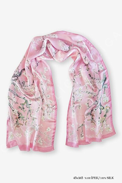 Galiga Van Gogh Almond Pink %100 Ipek Fular 45*165 cm "Art On Silk"