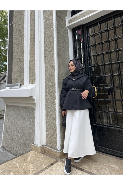 W WARGA KISA DERİ KEMER DETAYLI TRENÇKOT