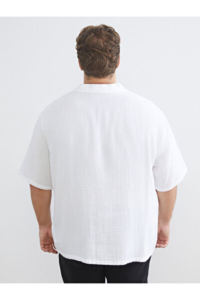 LC Waikiki Візія Новий сезон Великий розмір Курортний комір Короткий рукав Муслінова чоловіча сорочка