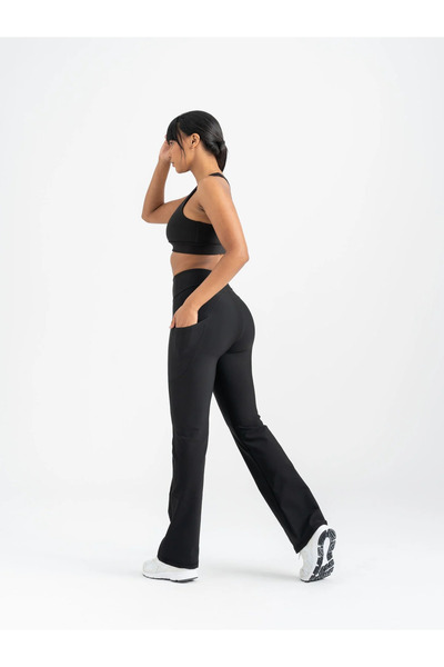 lismina Siyah Boru Paça Yandan Cepli Tayt