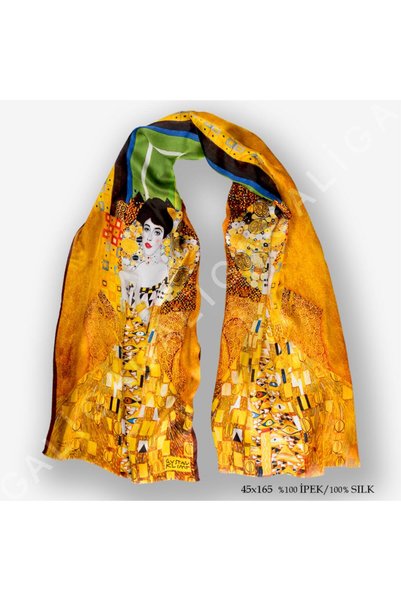 Galiga Klimt Adele %100 İpek Fular 45x165 cm "Art on Silk"