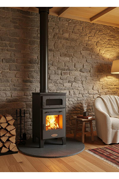 Genel Markalar Peletli ve Odunlu Favore Kaf Şömineli - Fırınlı Soba 12 Kg Pelet Kapasiteli
