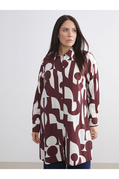 LC Waikiki Burgundy Patterned Women's Shirt Tunic