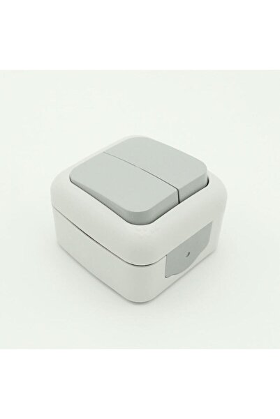 VİKO مفتاح كهربائي مزدوج مثبت على السطح من Palmiye، رمادي، 220 فولت