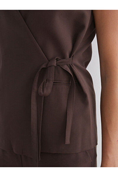 LC Waikiki Brown Double-Breasted Collar Women's Classic Vest