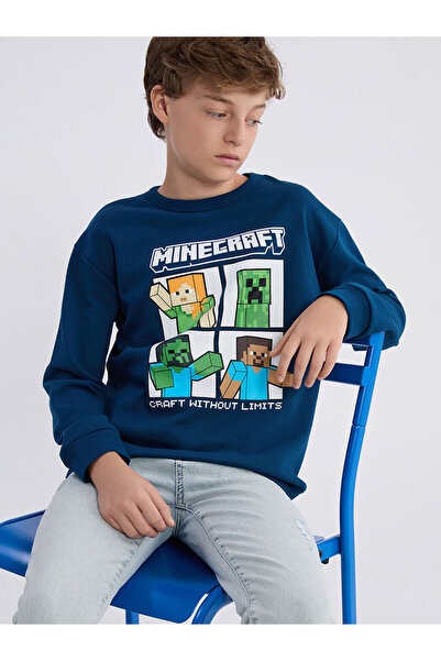 LC Waikiki LCW KidsPetrol okrugla kragna Minecraft Štampano Dječačka majica