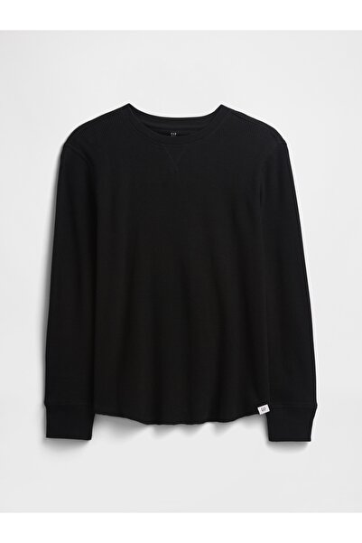 GAP Erkek Çocuk Siyah Waffle-Knit T-Shirt